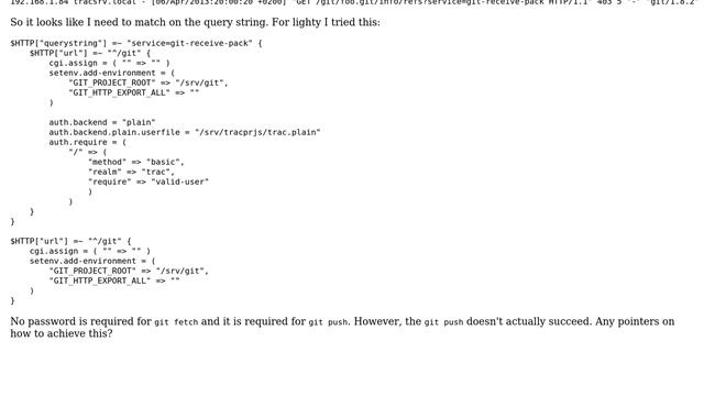 DevOps & SysAdmins: git-http-backend, ro for all, write requiring password? (with lighttpd) смотреть онлайн