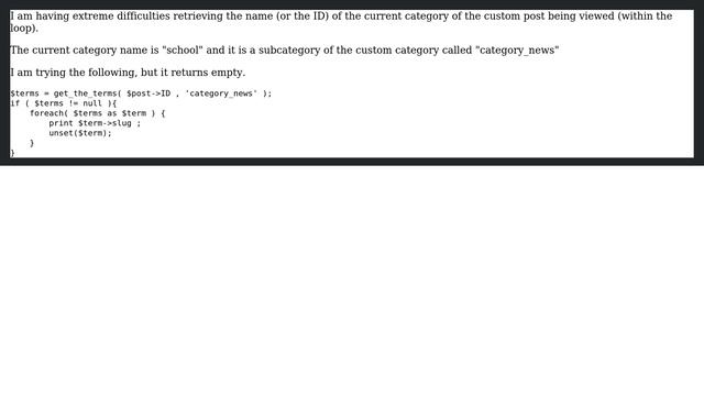Wordpress: Get custom category ID of current custom post within the loop смотреть онлайн