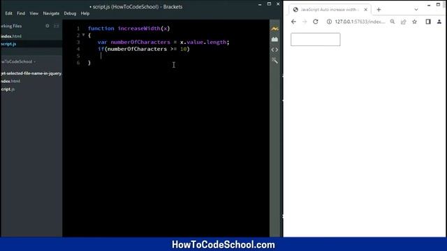 Auto Increase/decrease width of input field with JavaScript [HowToCodeSchool.com] смотреть онлайн