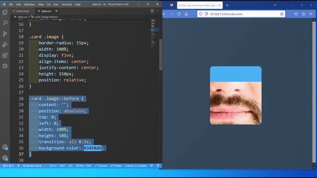 Profile card with hover effect and social media icon using html and css смотреть онлайн