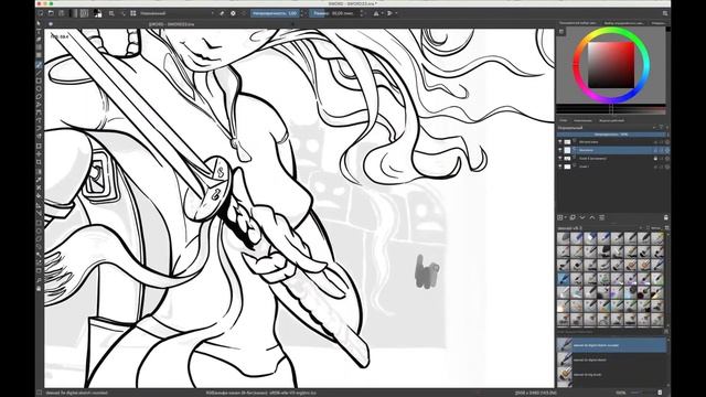Process drawing in Krita [ speed drawing ] Robot and girl (Digital drawing) Line art смотреть онлайн