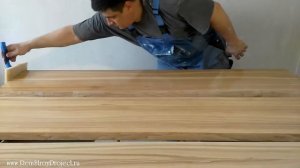 Тонирование и пропитка маслом Borma Wachs подоконников из ясеня.