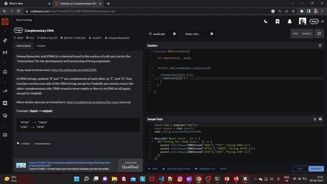 codewar KATA - Complementary DNA || exercise Live || Javascript #javascript смотреть онлайн