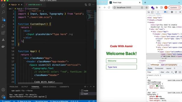 Ant Design Components Styling using style Prop, className and Overriding ant classes in ReactJS смотреть онлайн