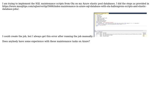 Databases: SQL Maintenance Tasks on Azure [Ola Hallengren Scripts] (2 Solutions!!) смотреть онлайн