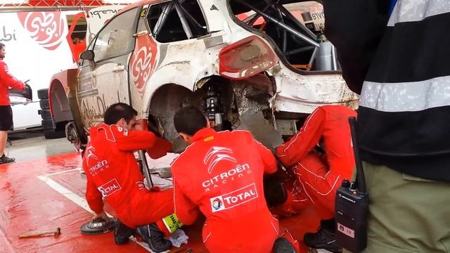 WRC 73 Rally Poland 2016 - 30 min Service of Stephane Lefebvre damaged Citroen WRC смотреть онлайн