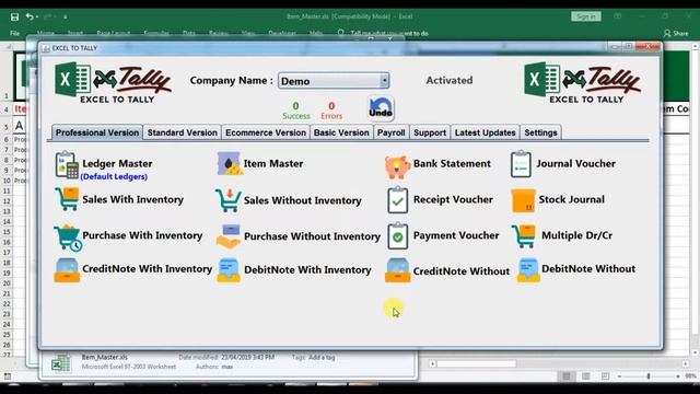 Excel to Tally import Software import Item master from Excel to Tally erp9 смотреть онлайн