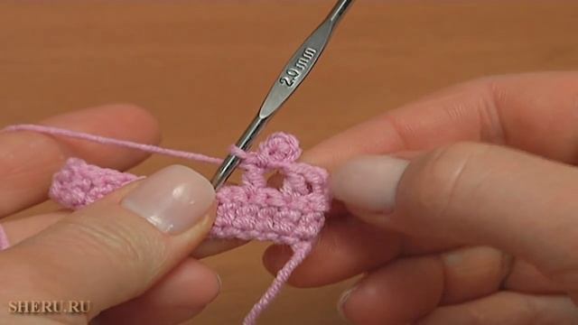 Пико над воздушной петлей. Вязание для начинающих Урок 42 часть 5 смотреть онлайн