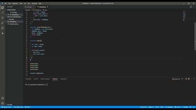 Linked List pop() JS смотреть онлайн