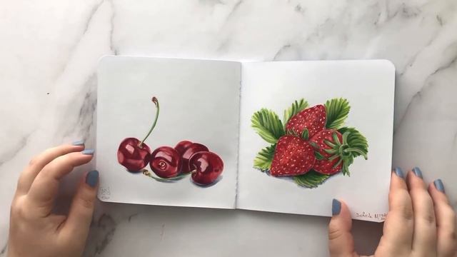 Обзор на фруктово-овощной скетчбук 2020 года  || Sketchbook Tour