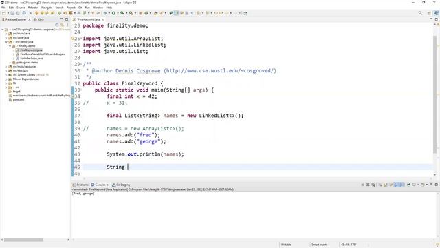CSE 231s: Java Keyword final смотреть онлайн