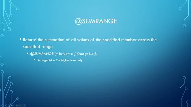 Oracle EPM Calc Script Functions: @SUMRANGE смотреть онлайн