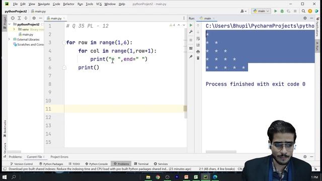 Star Patterns Python Program #3 | Star Patterns python playlist смотреть онлайн