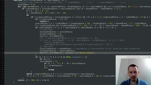 Deobfuscating world's smallest chess program in JS - part 3 - board, make move & take back variable смотреть онлайн