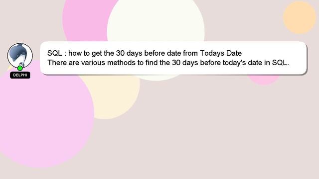 SQL : how to get the 30 days before date from Todays Date смотреть онлайн