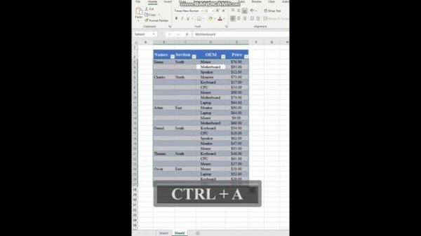 Excel | (CTRL + A) & (CTRL + G)