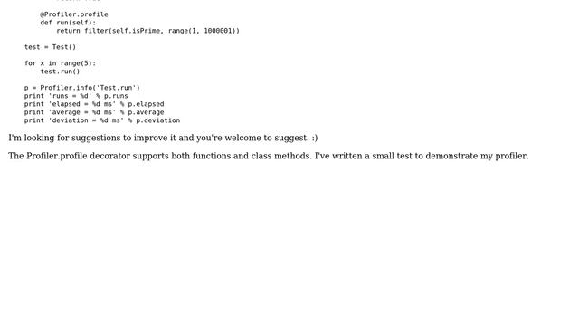 Code Review: Suggestions for a Profiler class in Python смотреть онлайн