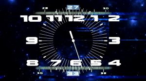 Трёхминутный ремикс вечерних часов Первого канала на фоне космических часов