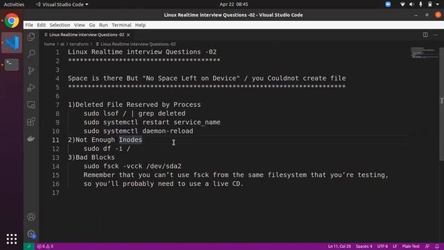 Linux OS-ல்Space இருக்கு ஆனால் "No Space Left" வந்தா எப்படி Fix பன்னுவது? | #linuxinterviewquestion смотреть онлайн