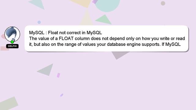 MySQL : Float not correct in MySQL смотреть онлайн