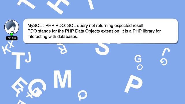 MySQL : PHP PDO: SQL query not returning expected result смотреть онлайн