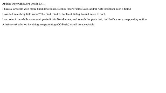 Unix & Linux: How do I search for a fixed date field in OpenOffice Writer? смотреть онлайн