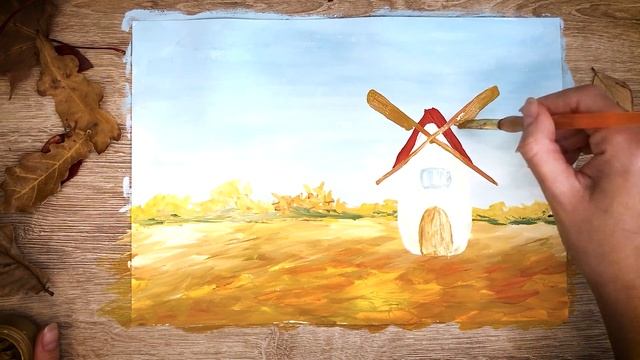 ОСЕННИЙ ПЕЙЗАЖ для начинающих | РИСОВАНИЕ для детей и взрослых смотреть онлайн