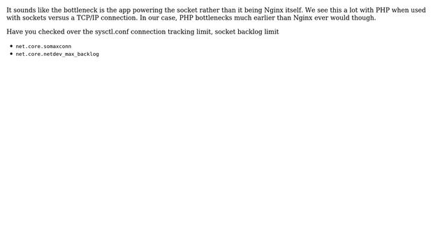 Need to increase nginx throughput to an upstream unix socket -- linux kernel tuning? смотреть онлайн