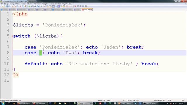 Podstawy PHP - 19. Składnia instrukcji SWITCH - CASE w języku PHP смотреть онлайн