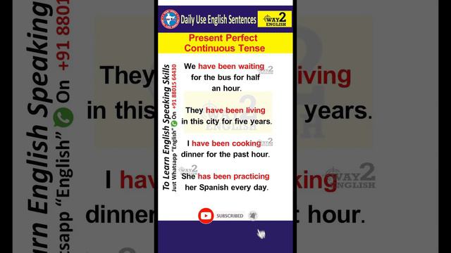 Present perfect Continuous Tense | English Speaking Sentences | English Grammar Sentences смотреть онлайн