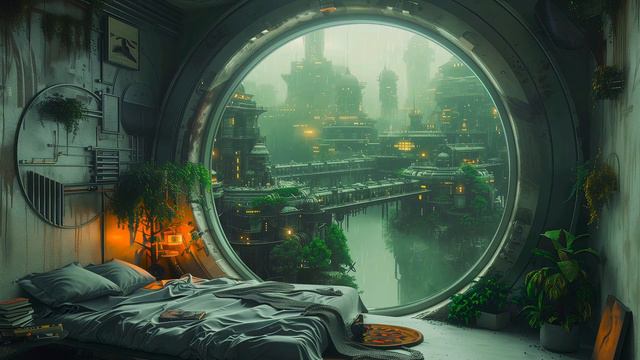 Окно с Красивым Видом | A Window with a View of a Futuristic City - Живые Обои смотреть онлайн
