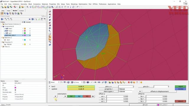 hYPERMESH | Bolt Connection using RBE2 Elements смотреть онлайн
