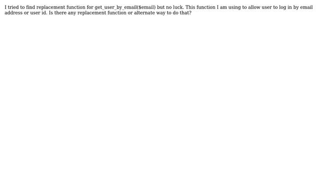 Wordpress: Deprecated function get_user_by_email($email) смотреть онлайн