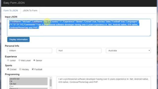 Easy Form JSON jQuery Plugin v1.0 смотреть онлайн
