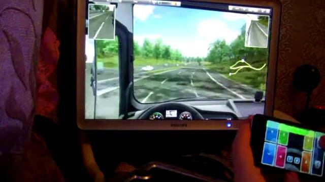 German Truck Simulator + iPod Touch 4G вместо руля смотреть онлайн