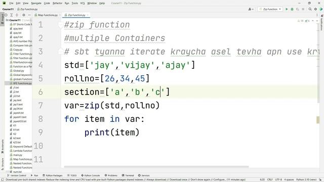 zip() function in Python | Python Tutorial For Beginners in Marathi #67 смотреть онлайн