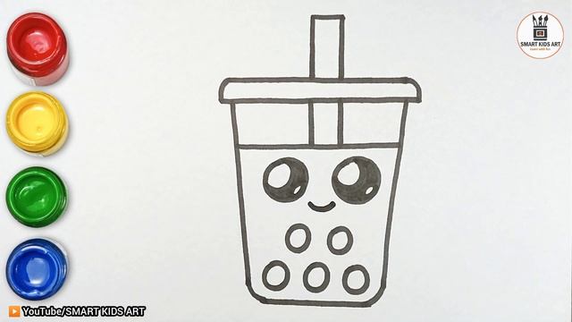 How To Draw Cute Drink Milk Coffee | How To Draw A Cute Coffee Cup | Smart Kids Art смотреть онлайн