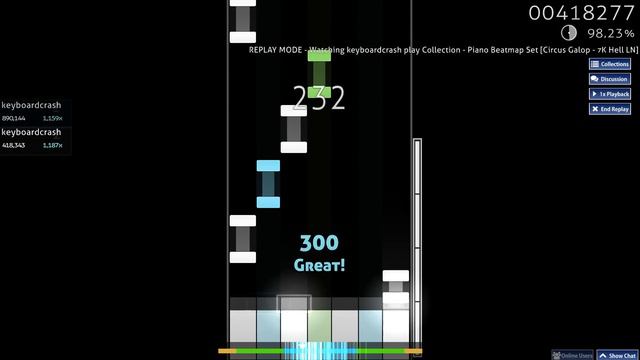 [osu! Mania] Jhlee0133 | Piano beatmap set [Circus Galop - 7k Hell LN] 96.28% 12,004pp ★17.22 смотреть онлайн
