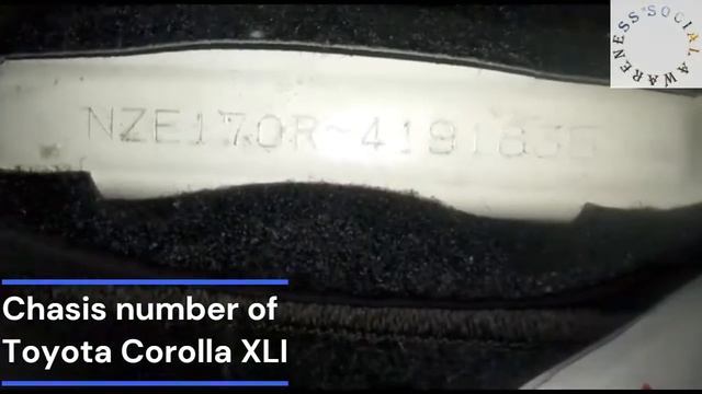 How To Locate / Find Toyota Corolla XLI Chasis Number