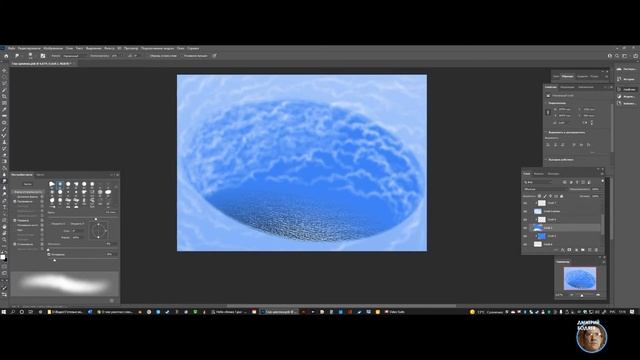 Рисую стадик «Глаз циклона», в Adobe Photoshop, работа с кистями, и цветные градиенты. смотреть онлайн