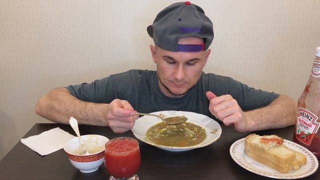 Мукбанг АСМР Влог - Суп из чечевицы без добавок - Доставки еды из кафе - Lentil Soup #мукбанг