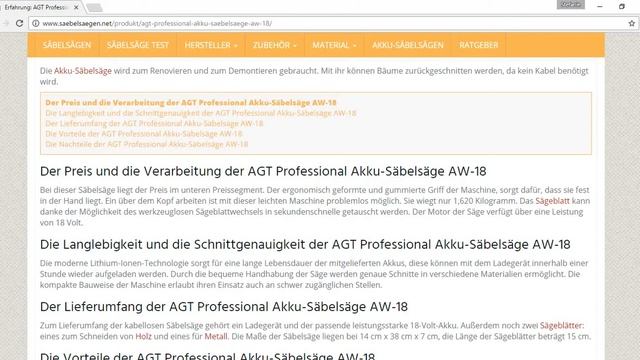 Säbelsäge AGT Professional Aw 18  | Infos, Tipps Und Testsieger | SaebelSaegen.net