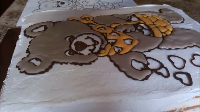 Торт МИШКА Торт-раскраска Украшаем торт кремом,шоколадом и декор гелем Cake decoration смотреть онлайн