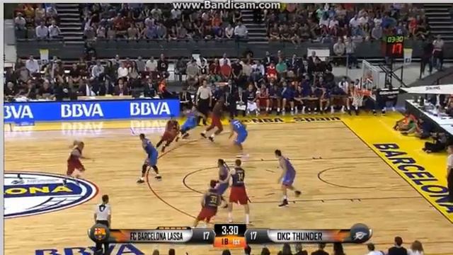 Alex Abrines big block on Joey Dorsey - FC Barcelona Lassa vs. Oklahoma City Thunder - 05/10/2016 смотреть онлайн