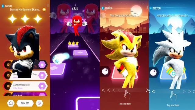 Shadow Hedgehog vs Knuckles Hedgehog vs Super Shadow vs Silver Hedgehog - Tiles Hop EDM Rush смотреть онлайн