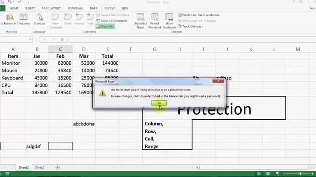 Protect Cell, Column, Row, Range in Excel Work Sheet смотреть онлайн