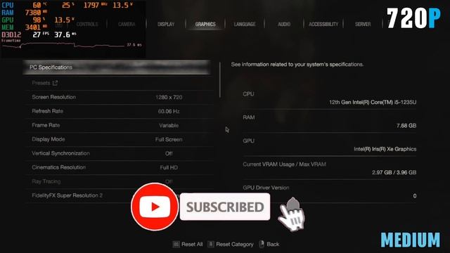Testing Resident Evil 4 Remake Graphic Settings On 8GB RAM Intel Iris Xe | 720P Low Medium