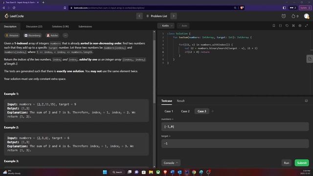 Two Sum - Input Array Is Sorted - Leetcode 167 - All solutions explained! (Kotlin) смотреть онлайн