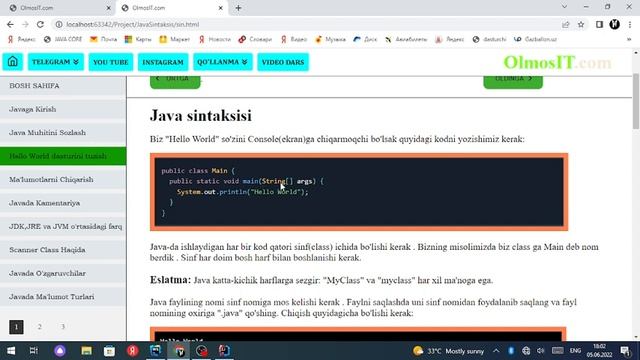 Javada Project yaratish // Hello World dasturi// Java core Lesson 1 смотреть онлайн
