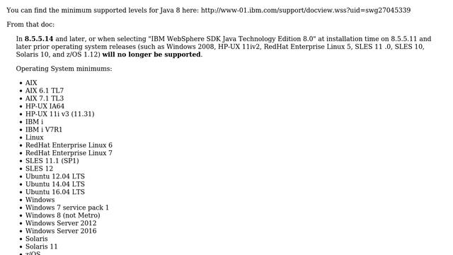 WAS 8.5.5.9 on java sdk1.6 need to update to java sdk8 смотреть онлайн
